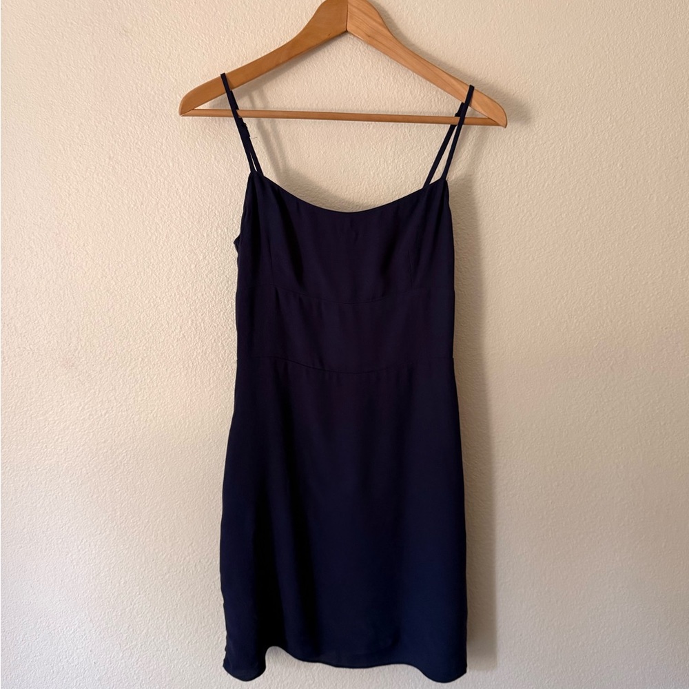 Simple Navy Slip Dress with Spaghetti Straps